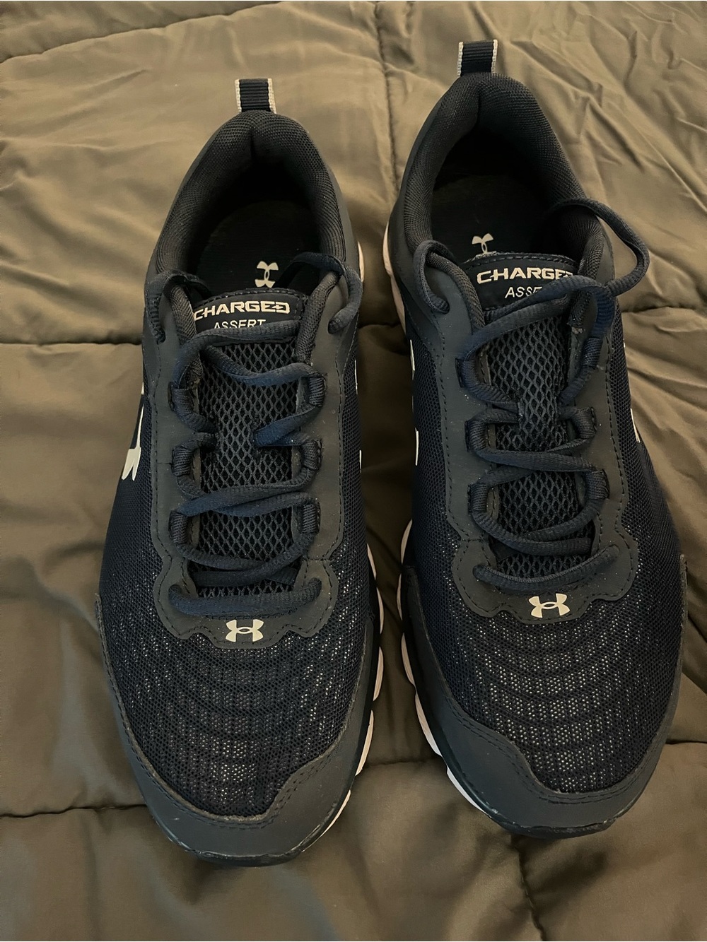 Under Armour Navy and White Charged Running Sneakers